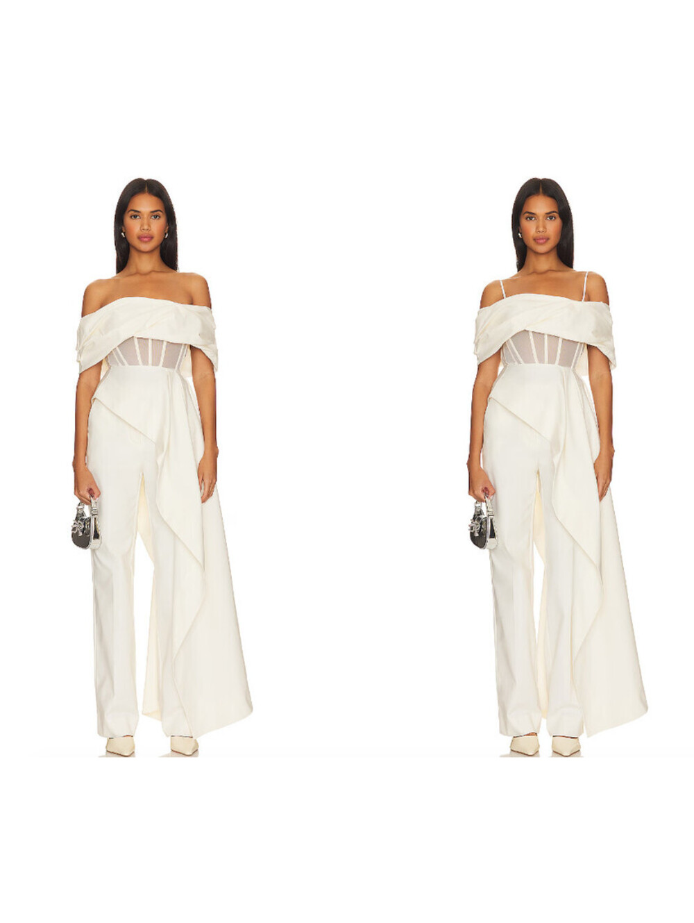 Revolve NBD Navi Corset Top Ivory Draped fabric overlay at side XS NWT $278msrp